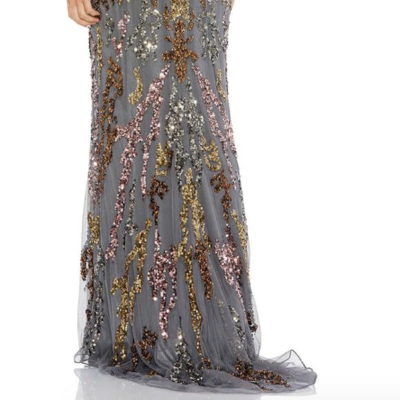 MAC DUGGAL 5439 CAPE SLEEVE EMBELLISHED CHARCOA LEVENING GOWN sz 6 - Picture 5 of 5